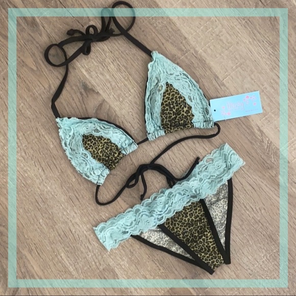 Blue Lace Leopard Bikini 👙 - Picture 1 of 5